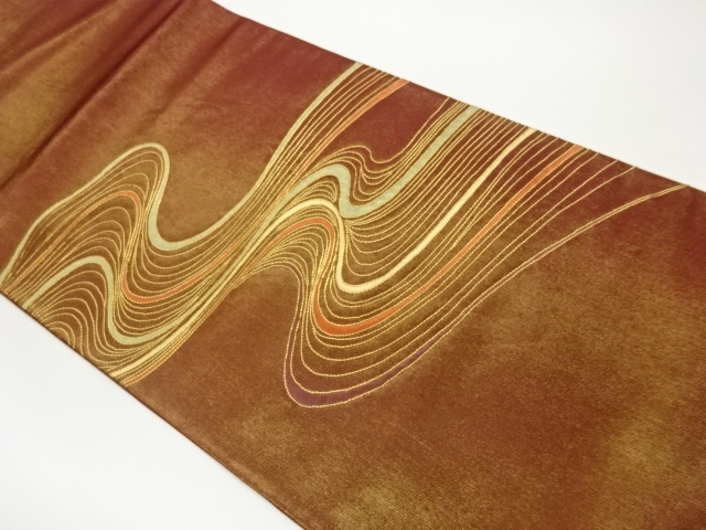 JAPANESE FUKURO OBI / EMBROIDERY / ABSTRACT STREAM